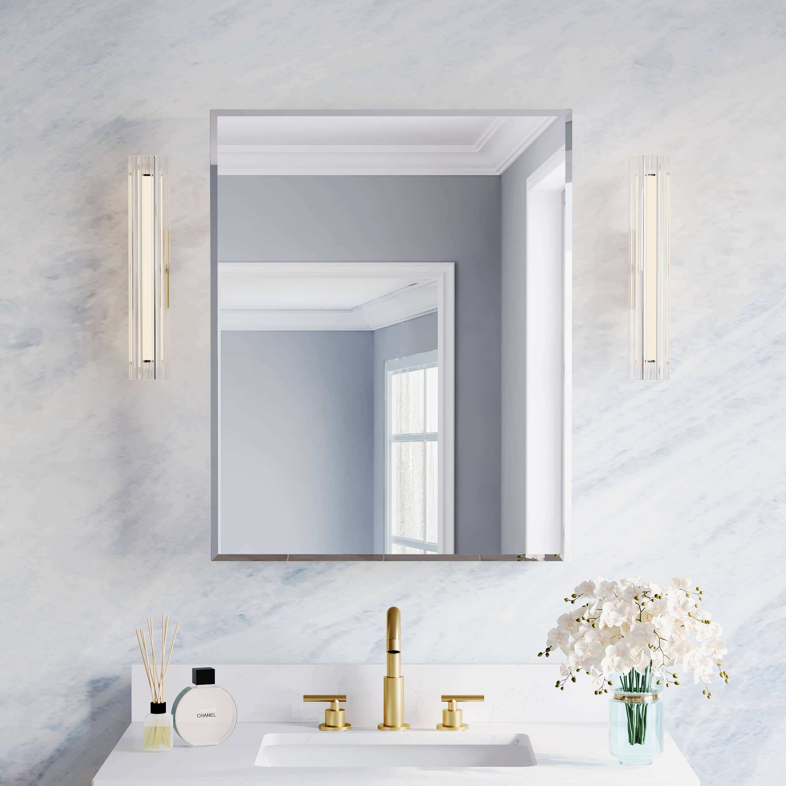 WELLFOR - 24 in. W x 30 in. H Rectangular Aluminum Tri-View Beveled-Edge Medicine Cabinet with Mirror, Soft-Close BLUM Hinge - Silver price history on PriceWatchPro