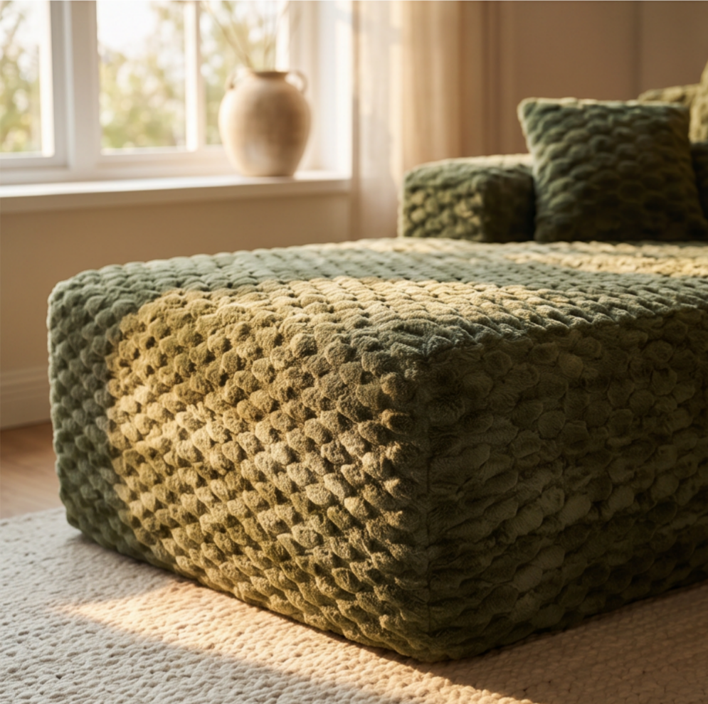 Alt View 6. Famapy - 135" Width Compressed Sectional Sofa No Assembly High-Density Foam, Pet-Friendly 3-Color Choice for Living Room - Dark Green.