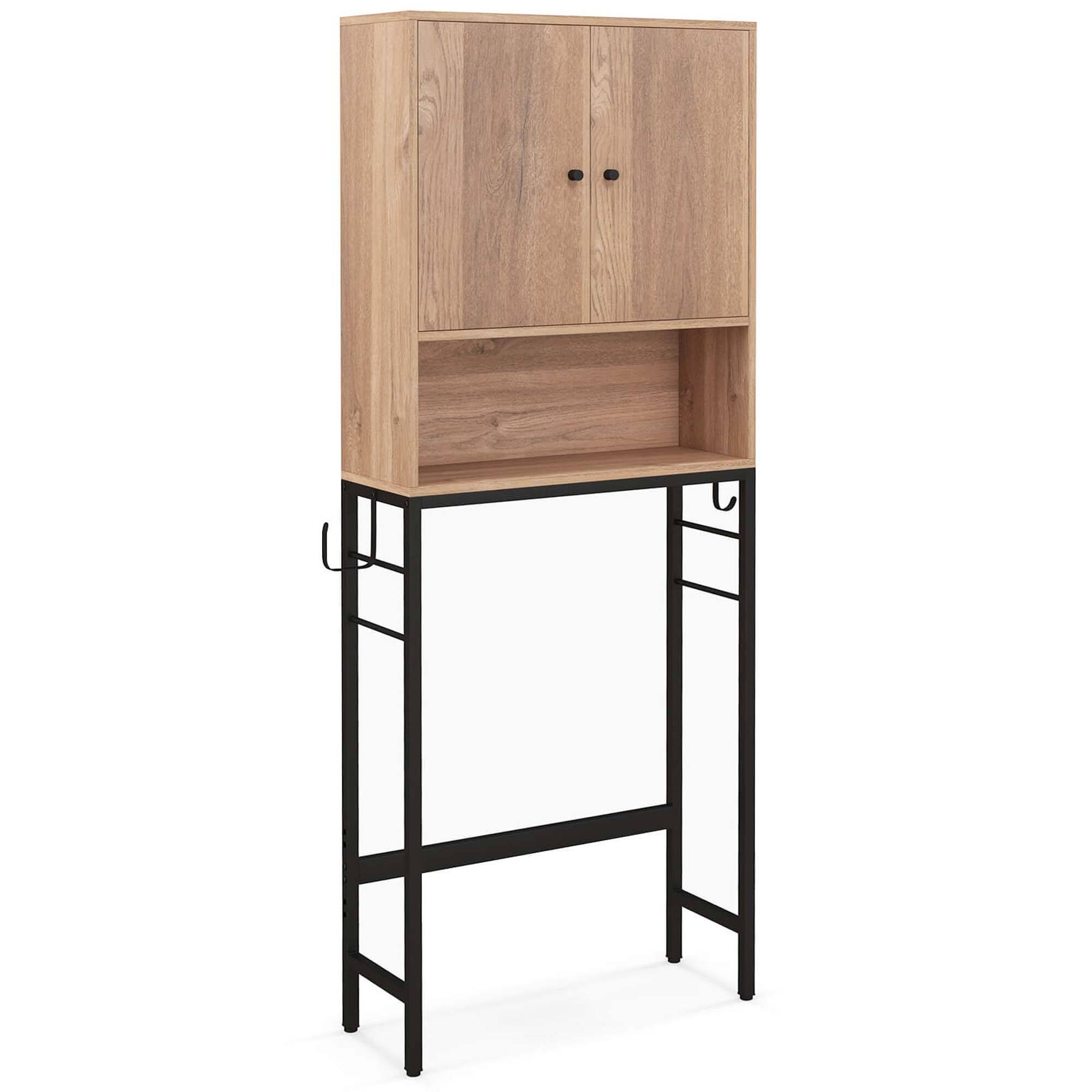 Alt View 9. Costway - Costway Over The Toilet Storage Cabinet Free Standing Toilet Rack with Adjustable Shelf Natural - brown.