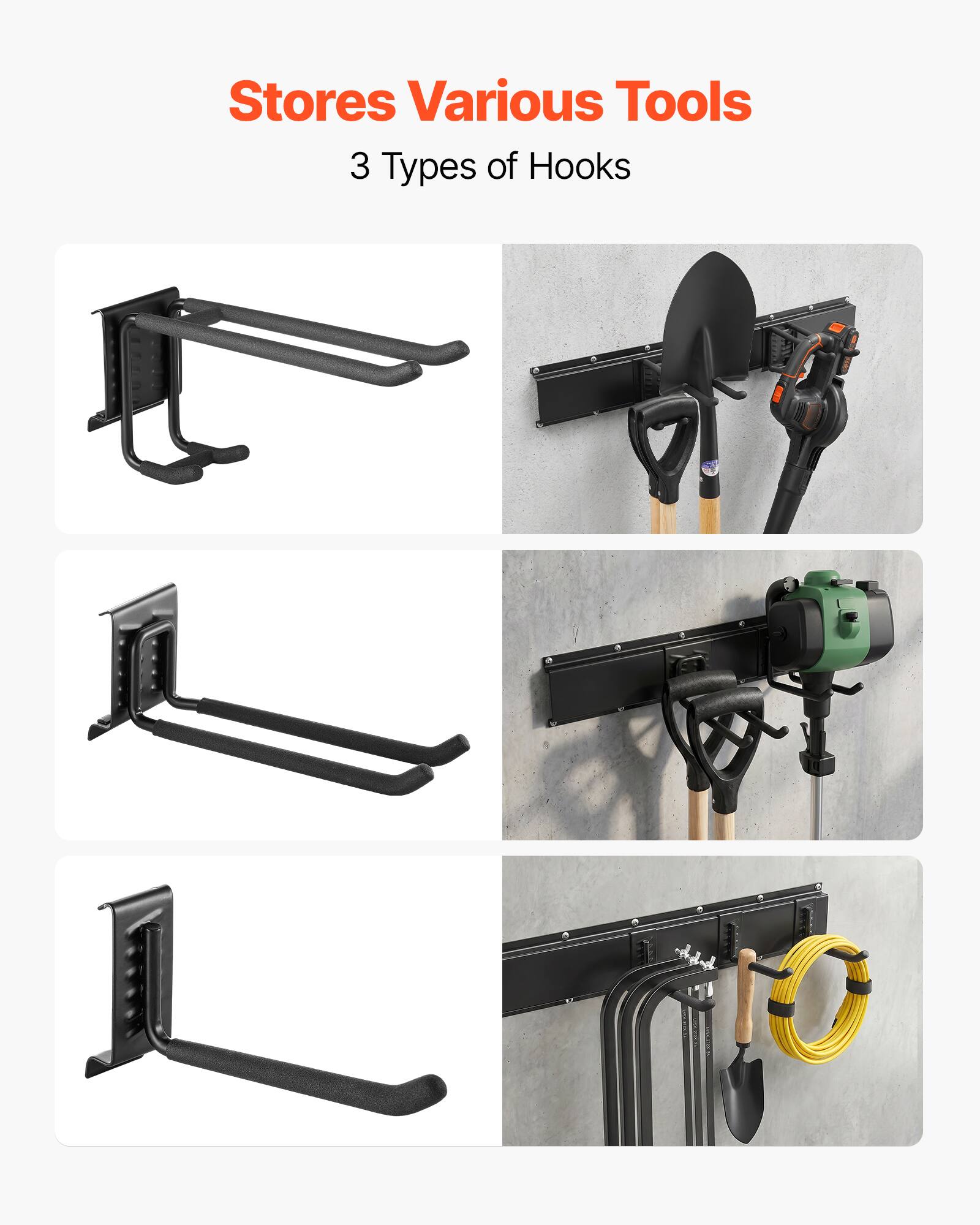Stores Various Tools  
3 Types of Hooks