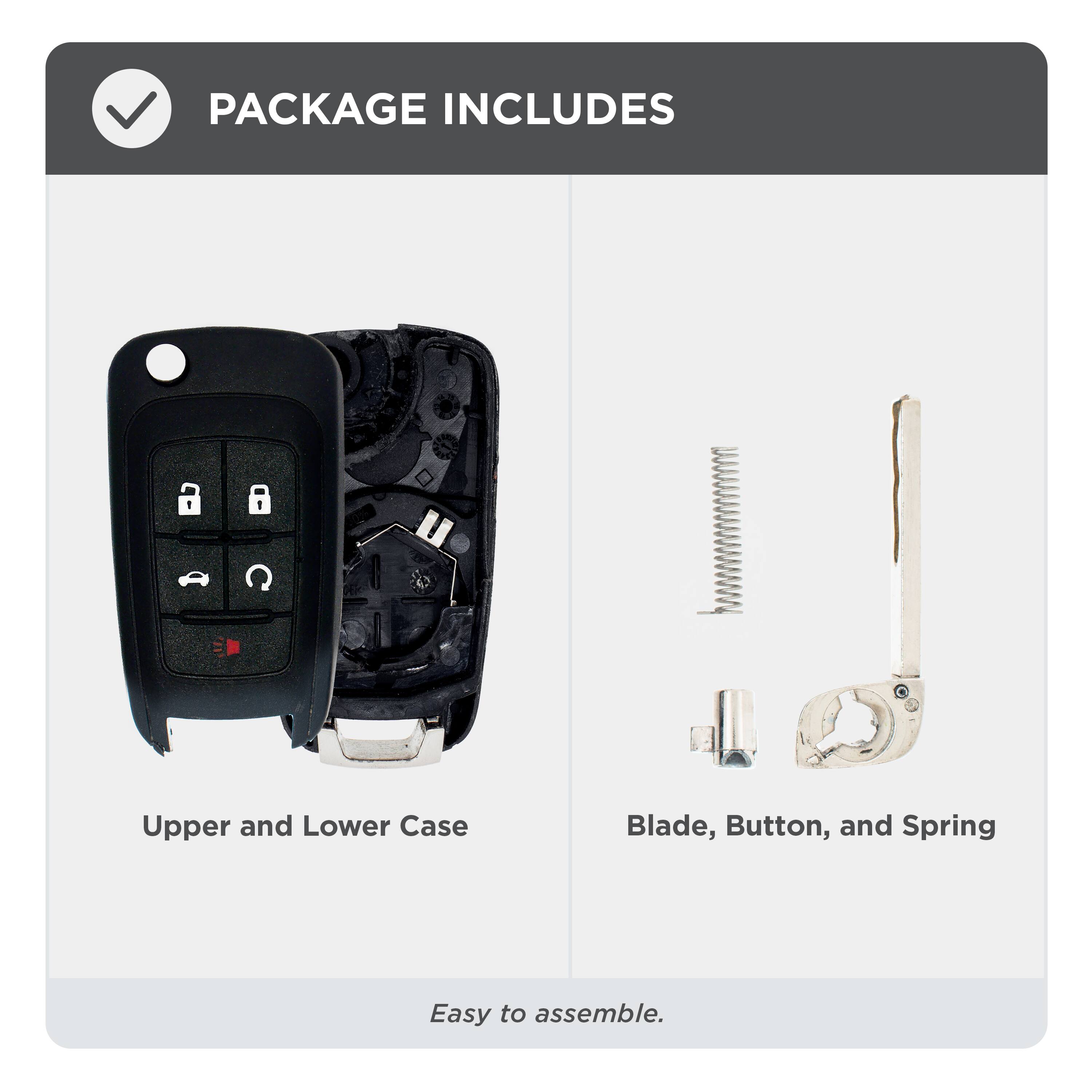 PACKAGE INCLUDES

Upper and Lower Case

Blade, Button, and Spring

Easy to assemble.