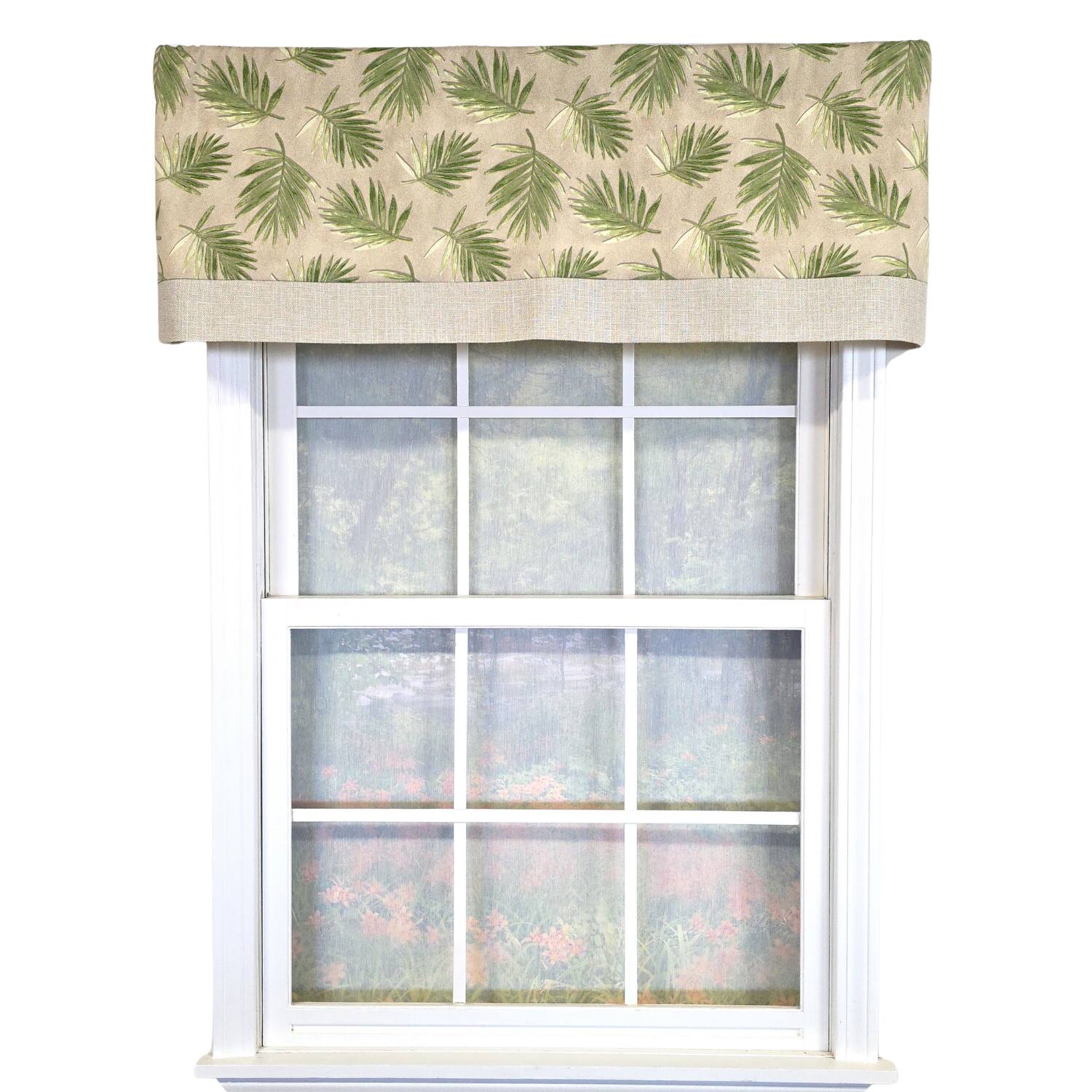 RLF Home - 100% Cotton Hawthorn Banded With Poly/Cotton Ivory lining Rod Pocket Valance 50" x 17" - Taupe