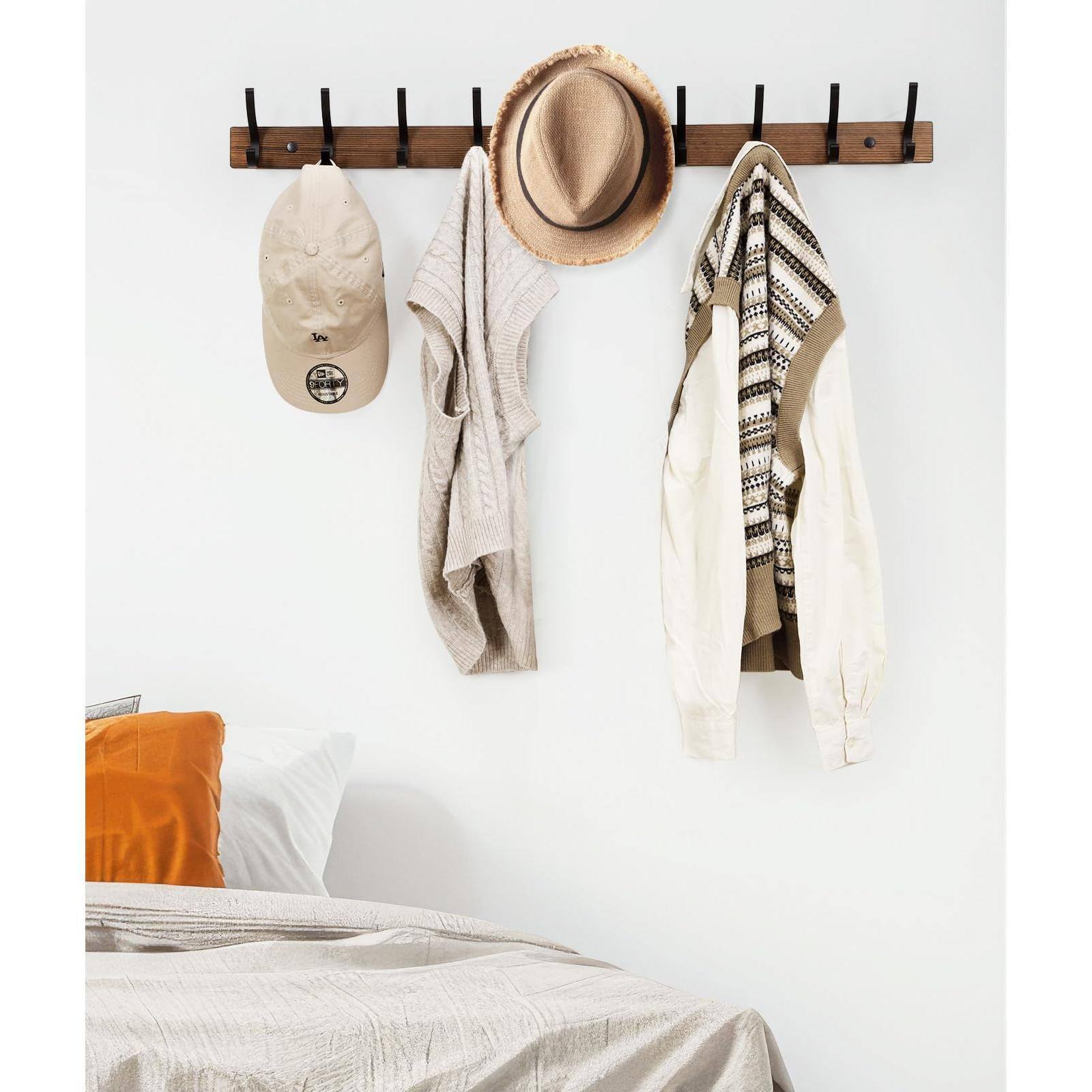 Alt View 2. Hirose Alice - Coat Rack Wall Mount ches Wood Hooks With 5 Hat For Hanging Bag Towel Durable for Home Laundry Use - White-1.