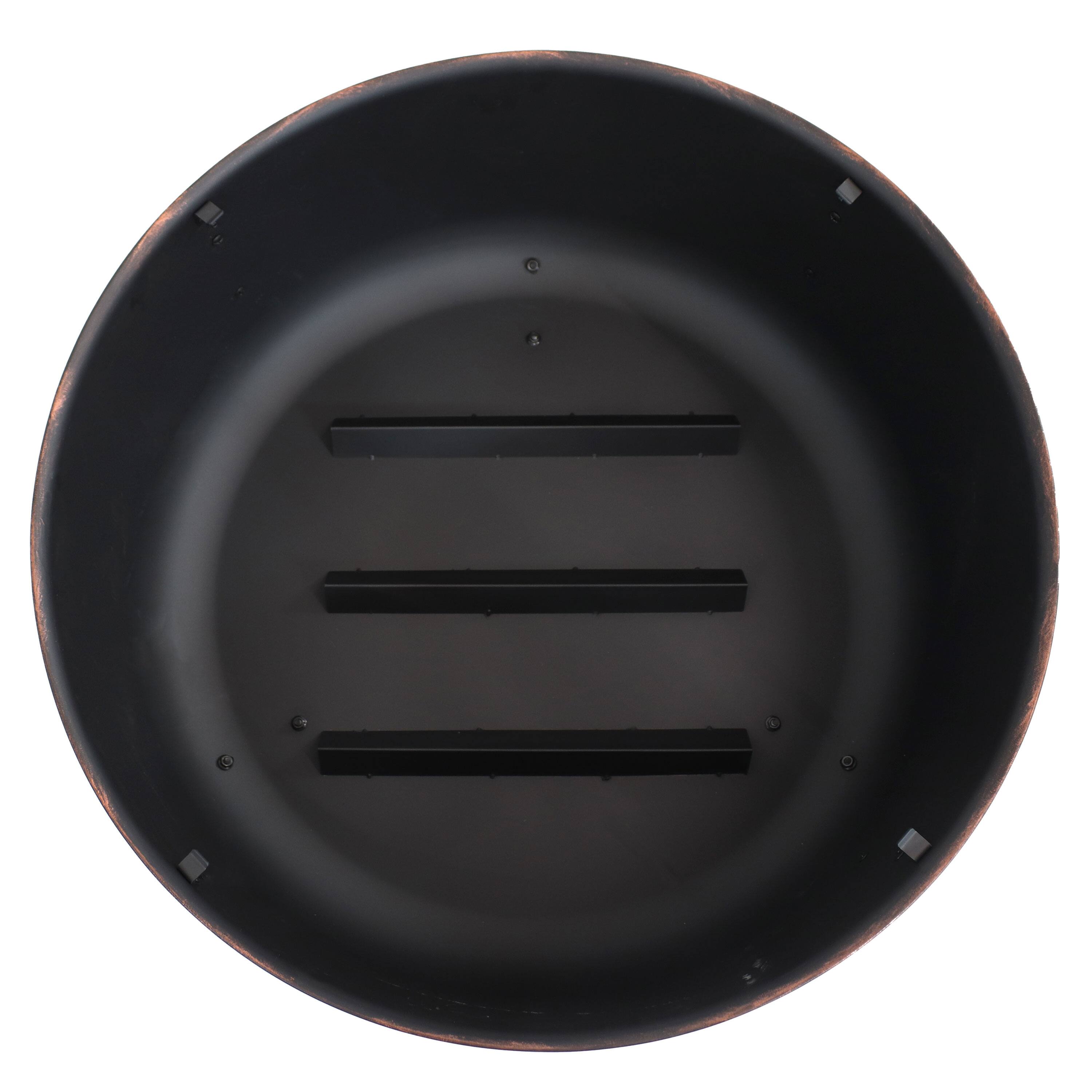 Alt View 5. Sunnydaze - 24 in Cauldron Fire Pit with Spark Screen and Cover - Bronze.