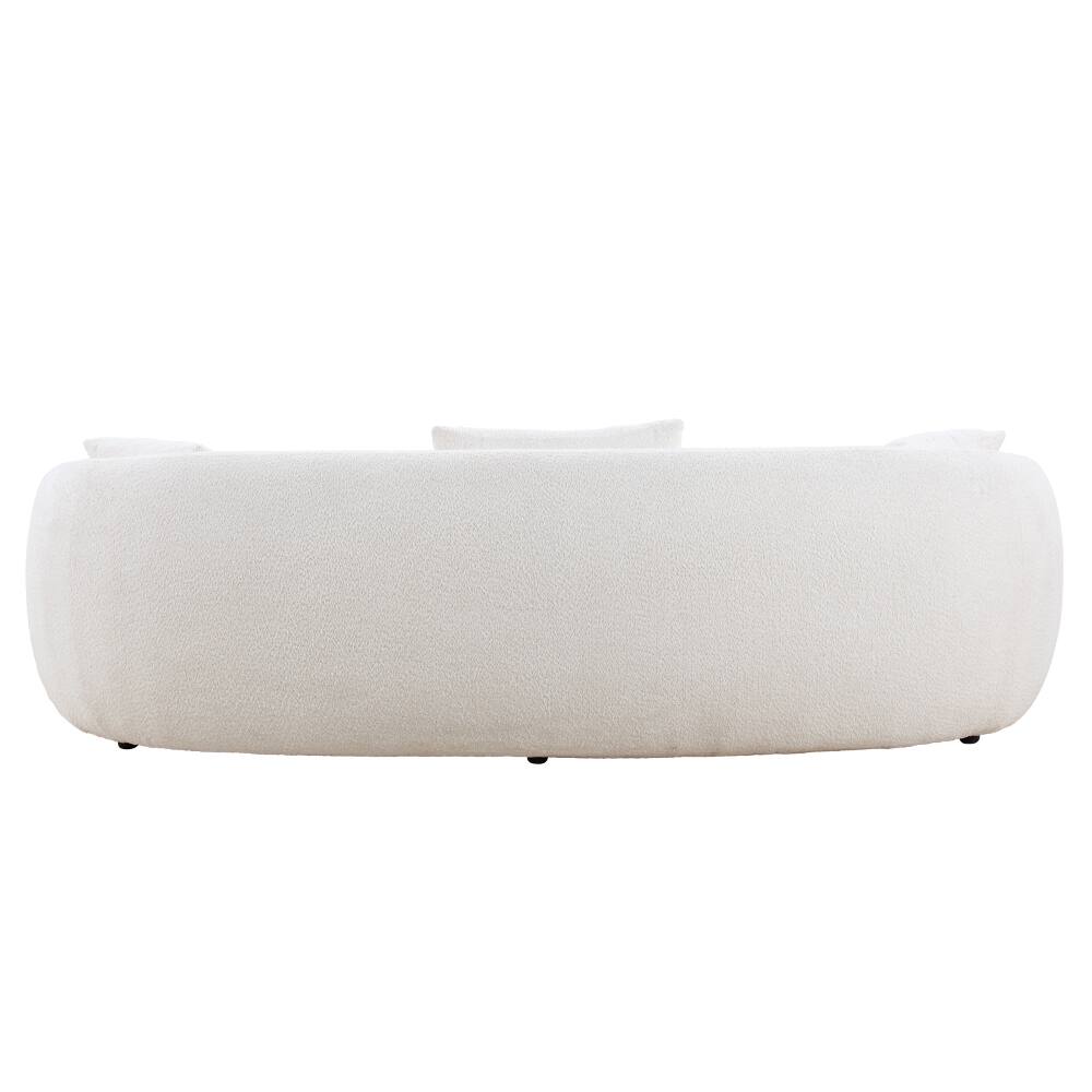 Back. Loheer - Loheer Mid Century Modern Curved Sofa, 4-Seat Boucle Couch, Off White - Off-White.