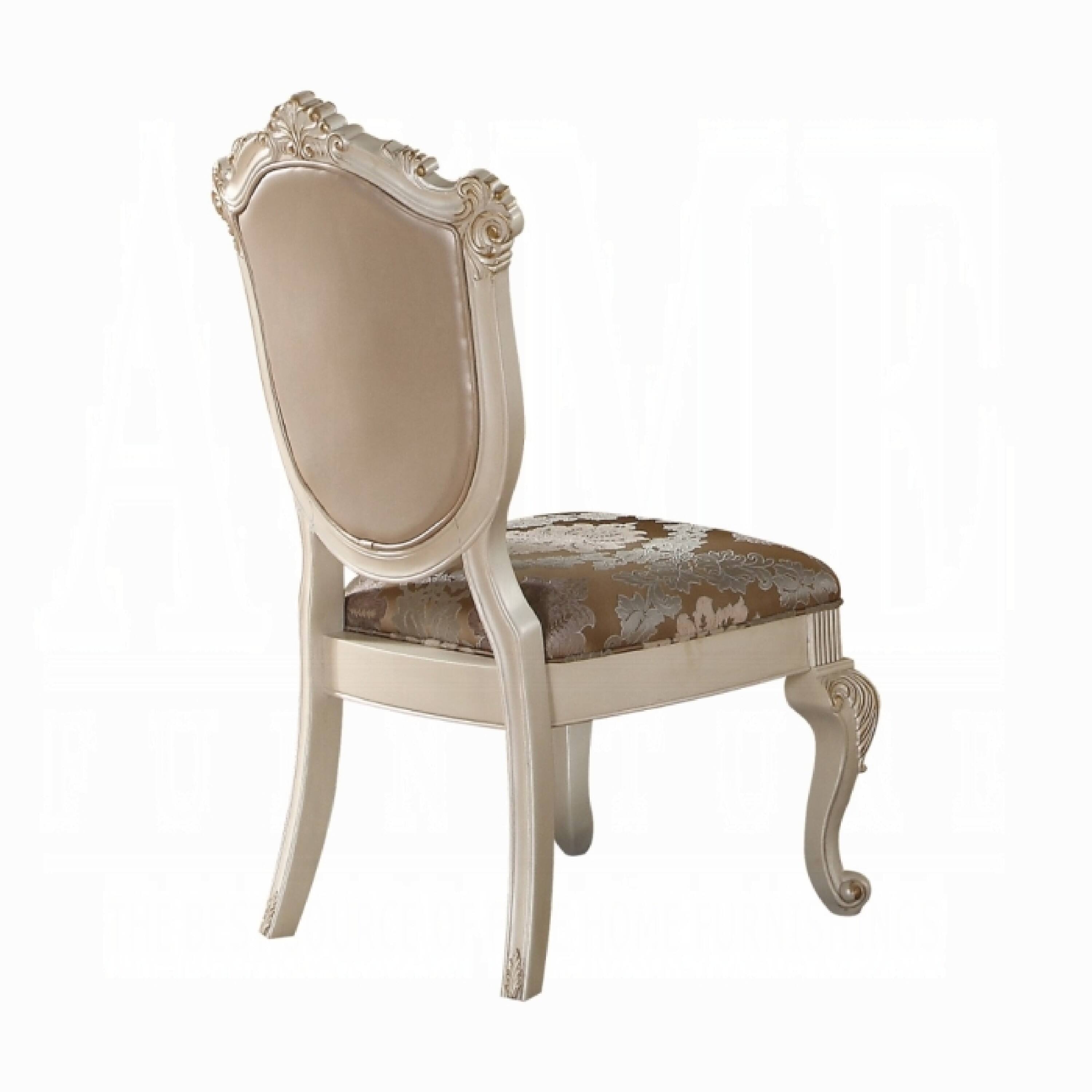 Alt View 1. Manhattan Lane - Cheny Dining Side Chair Set of 2, Faux Leather, Baroque Pearl Beige - Pearl White, Rose Gold.