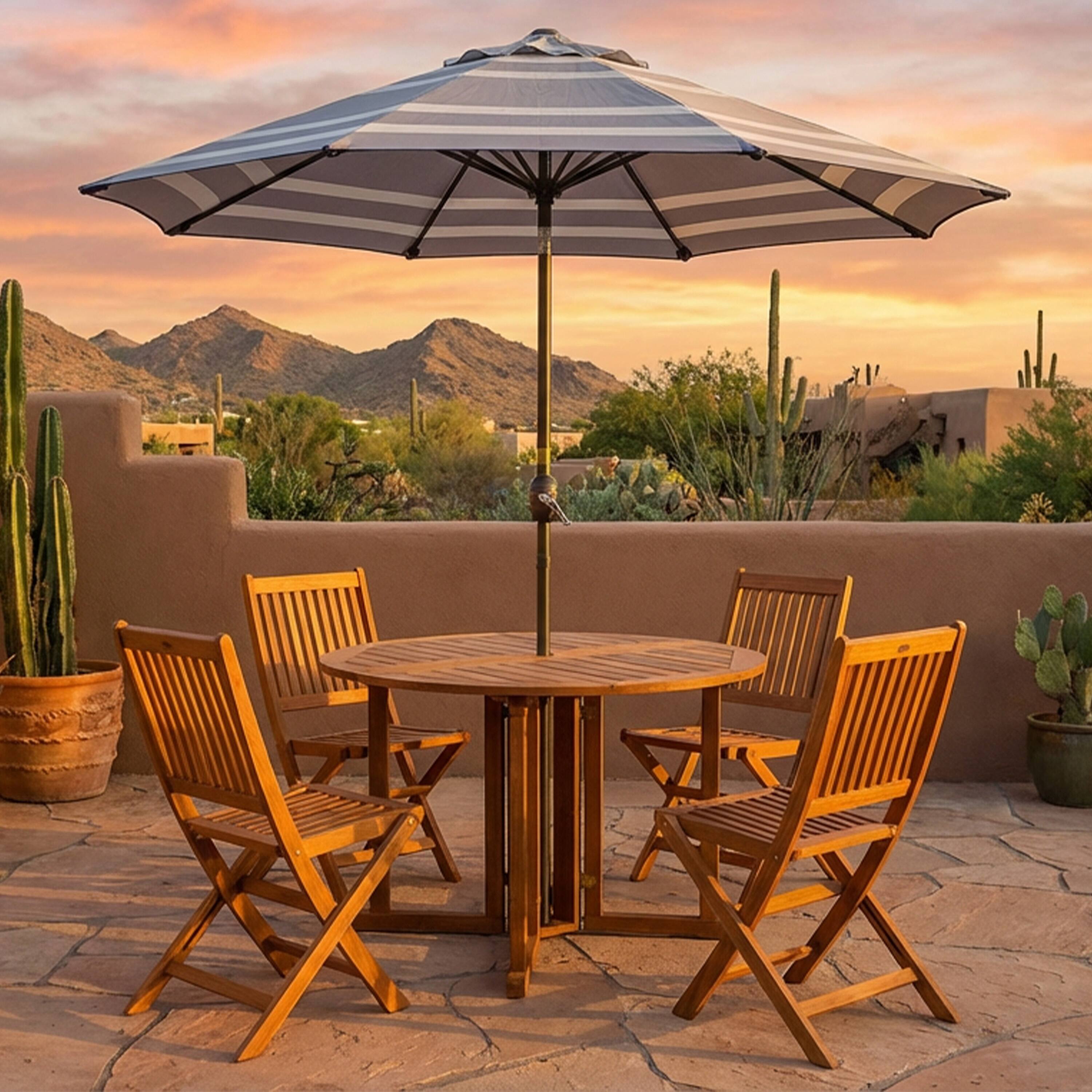 Alt View 10. Sunnydaze - Malaysian Hardwood Gateleg Patio Table with Teak Oil Finish - Brown.