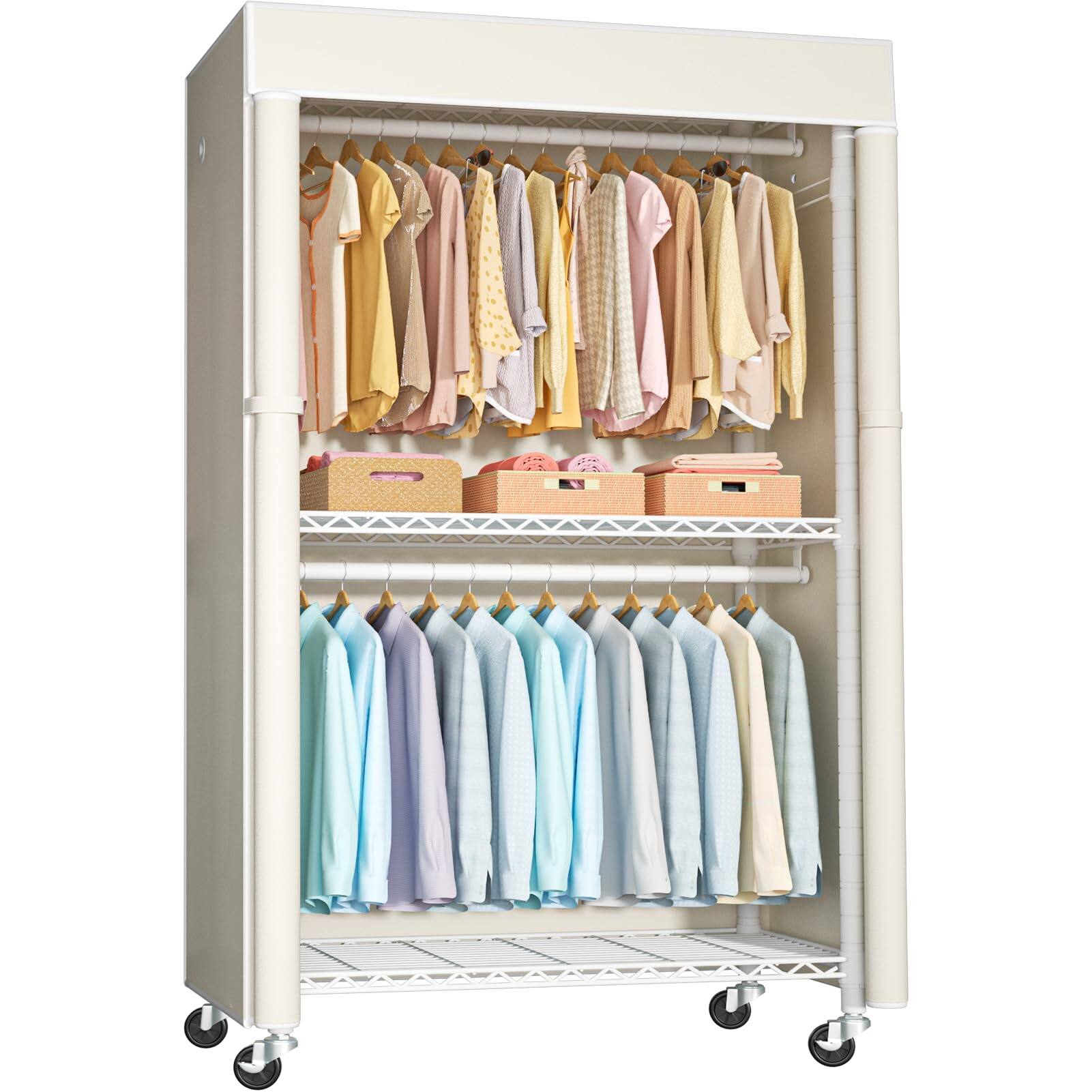 White Rack With Beige Cover