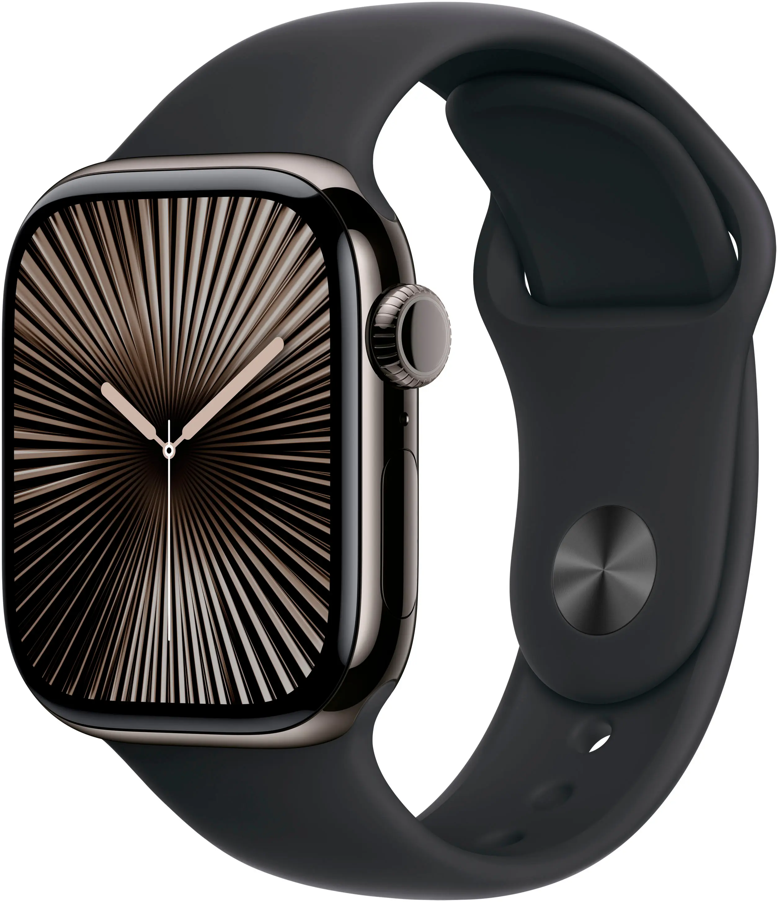 Apple Watch Series 10 (GPS+Cellular) 42mm Titanium Case with Black Sport Band - S/M - Slate (AT&T) - (2024)