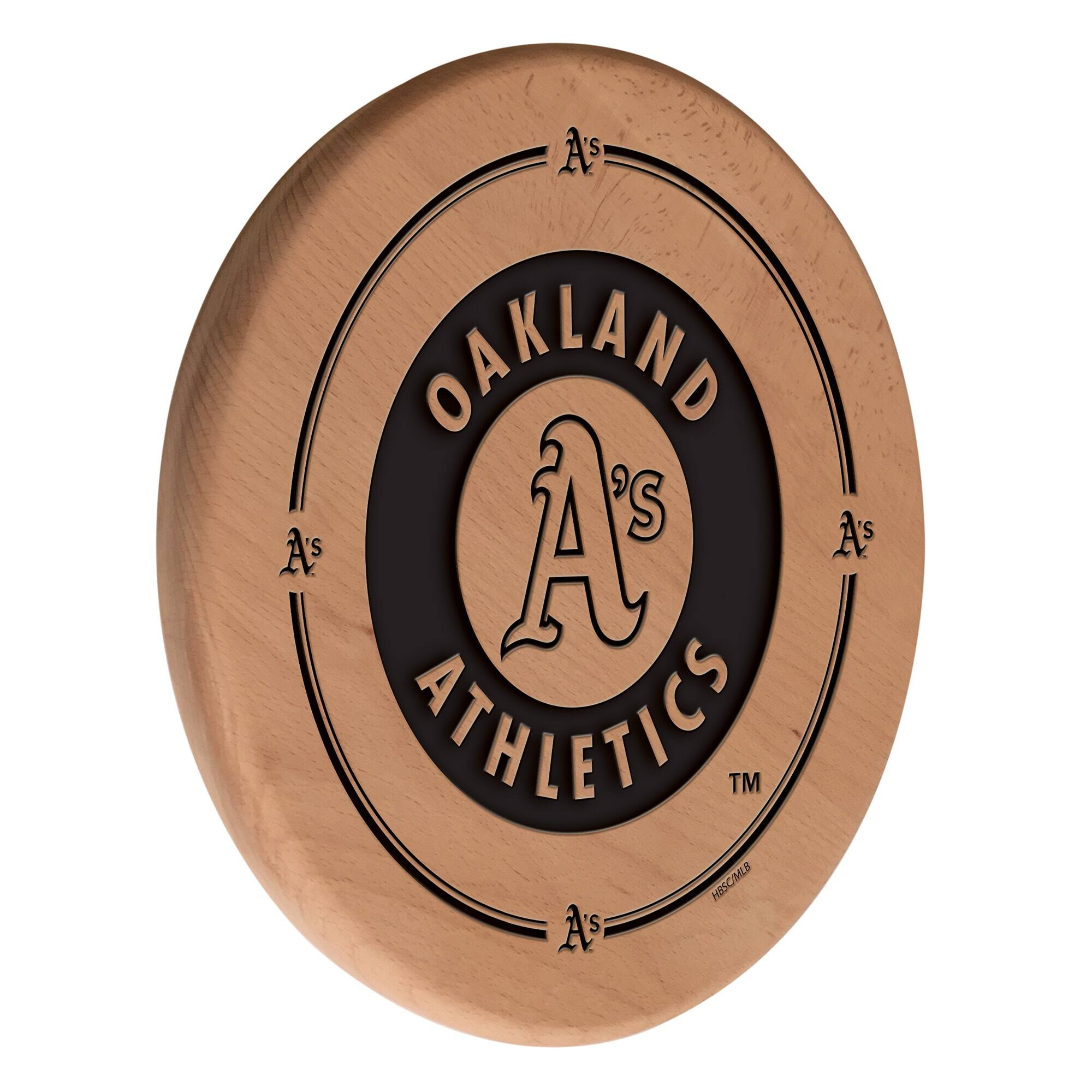 Natural Oakland Athletics 13" Laser Engraved Solid Wood Sign