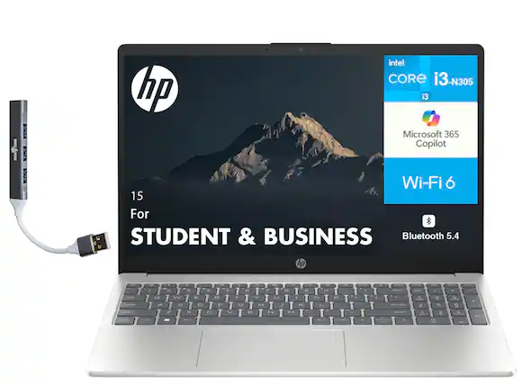 Intel Core i3-N305
HP
Microsoft 365 Copilot
Wi-Fi 6
15"
For STUDENT & BUSINESS
Bluetooth 5.4