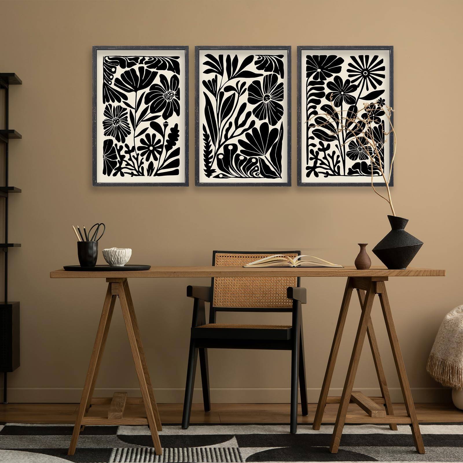 Alt View 5. Hanke - Abstract Floral Botanical Boho Wall Art Minimalist Pictures Prints Bedroom Modern Home 16 x 11 inches - Abstract Floral Botanical Wall Art (Wood) 16"L x 1.