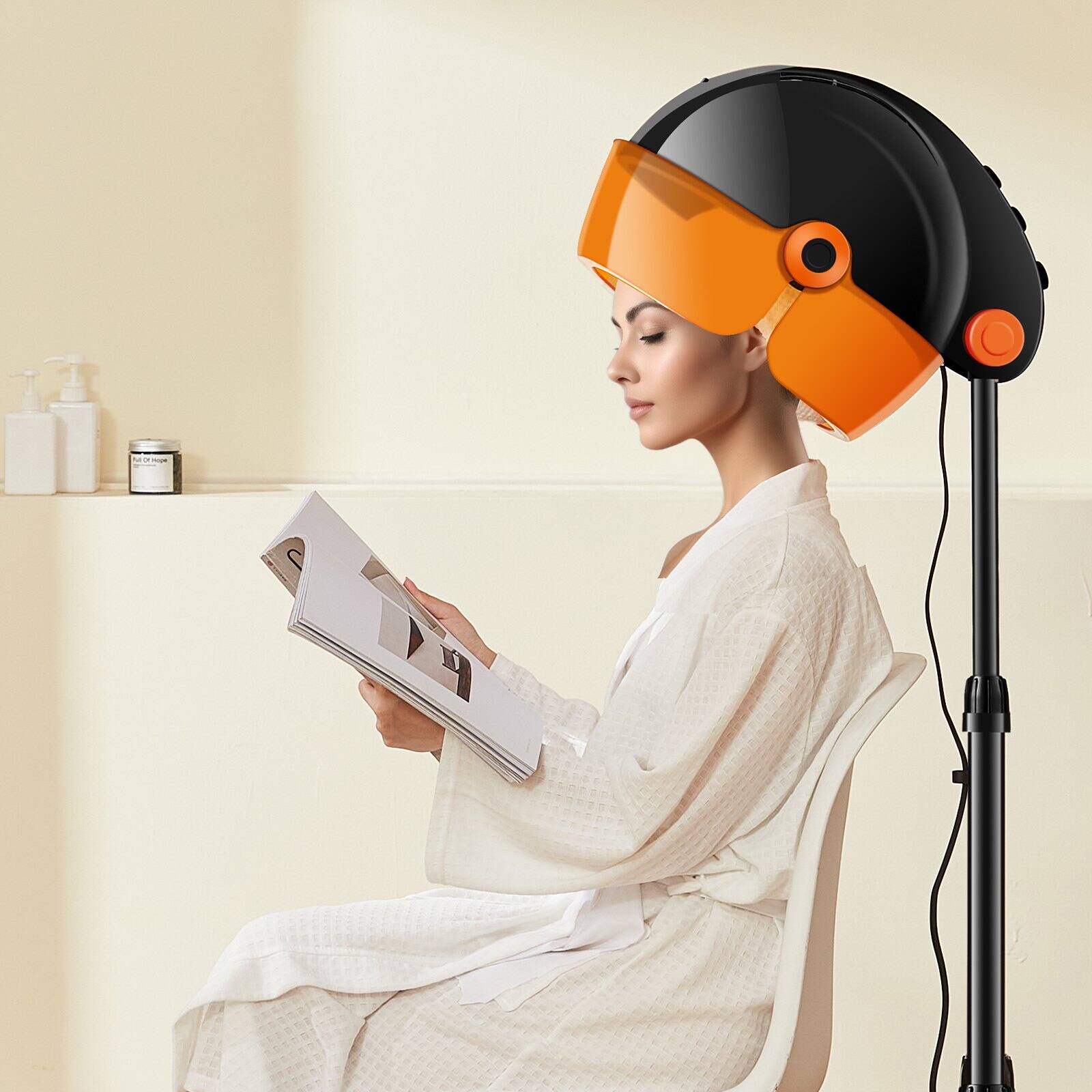 Alt View 1. Glintex - Ionic Hooded Dryer 1875W Professional Bonnet with Timer, 3 Heat Levels, Speed Control, Rolling Stand for Salon Home.