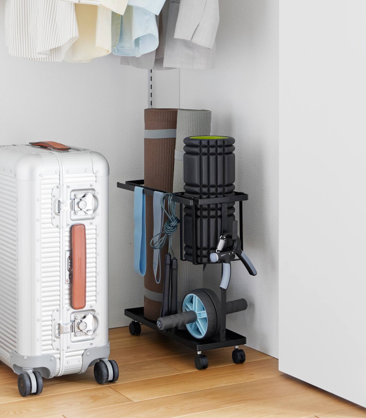 Angle. Yamazaki Home - Fitness Equipment Storage Cart - 1990.