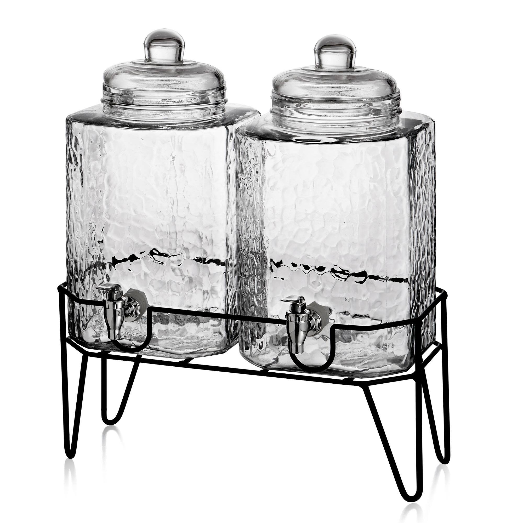 Angle. Style Setter - Hamburg 2-piece Beverage Dispenser Set- 1.5 Gal Each - Clear.