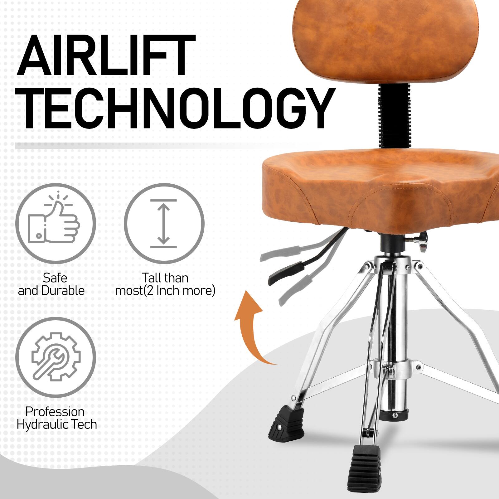 AIRLIFT TECHNOLOGY

- Safe and Durable
- Tall than most (2 Inch more)
- Profession Hydraulic Tech