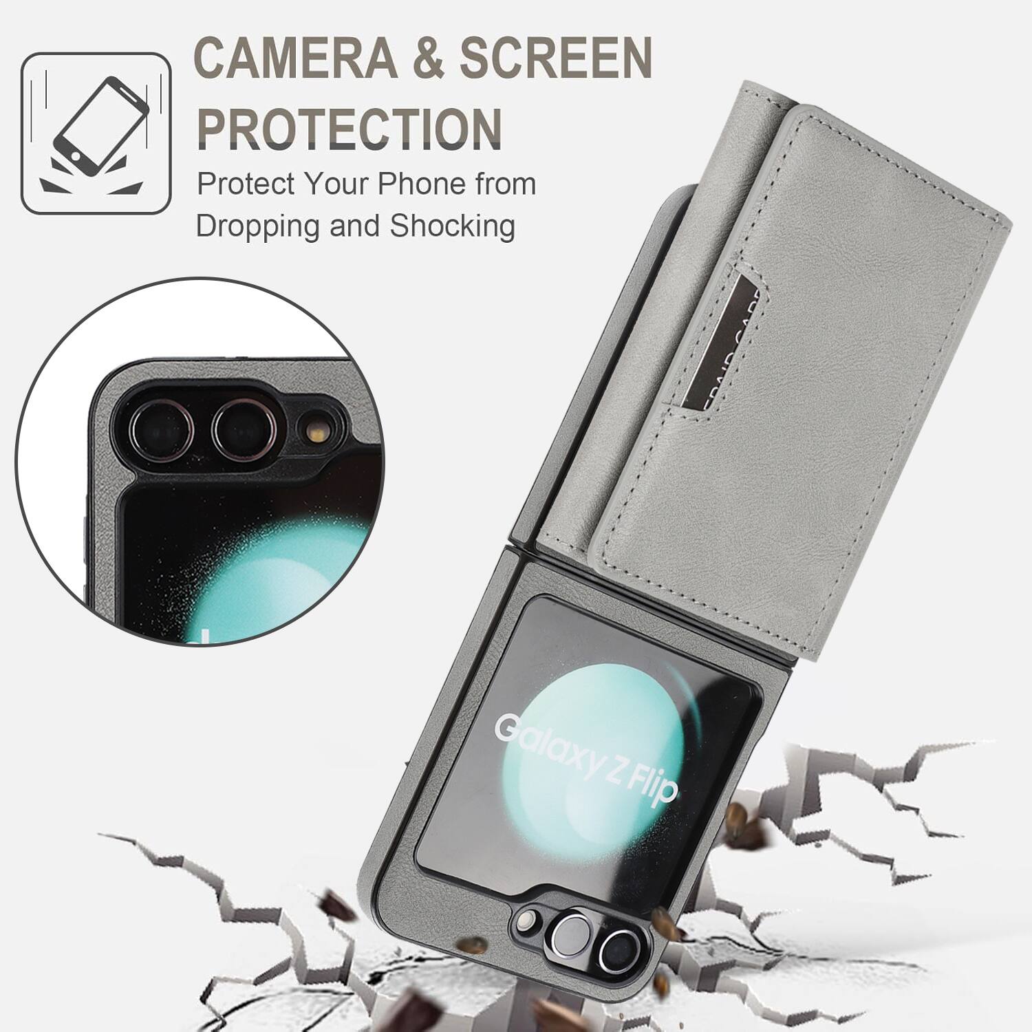 CAMERA & SCREEN PROTECTION  
Protect Your Phone from Dropping and Shocking  
Galaxy Z Flip