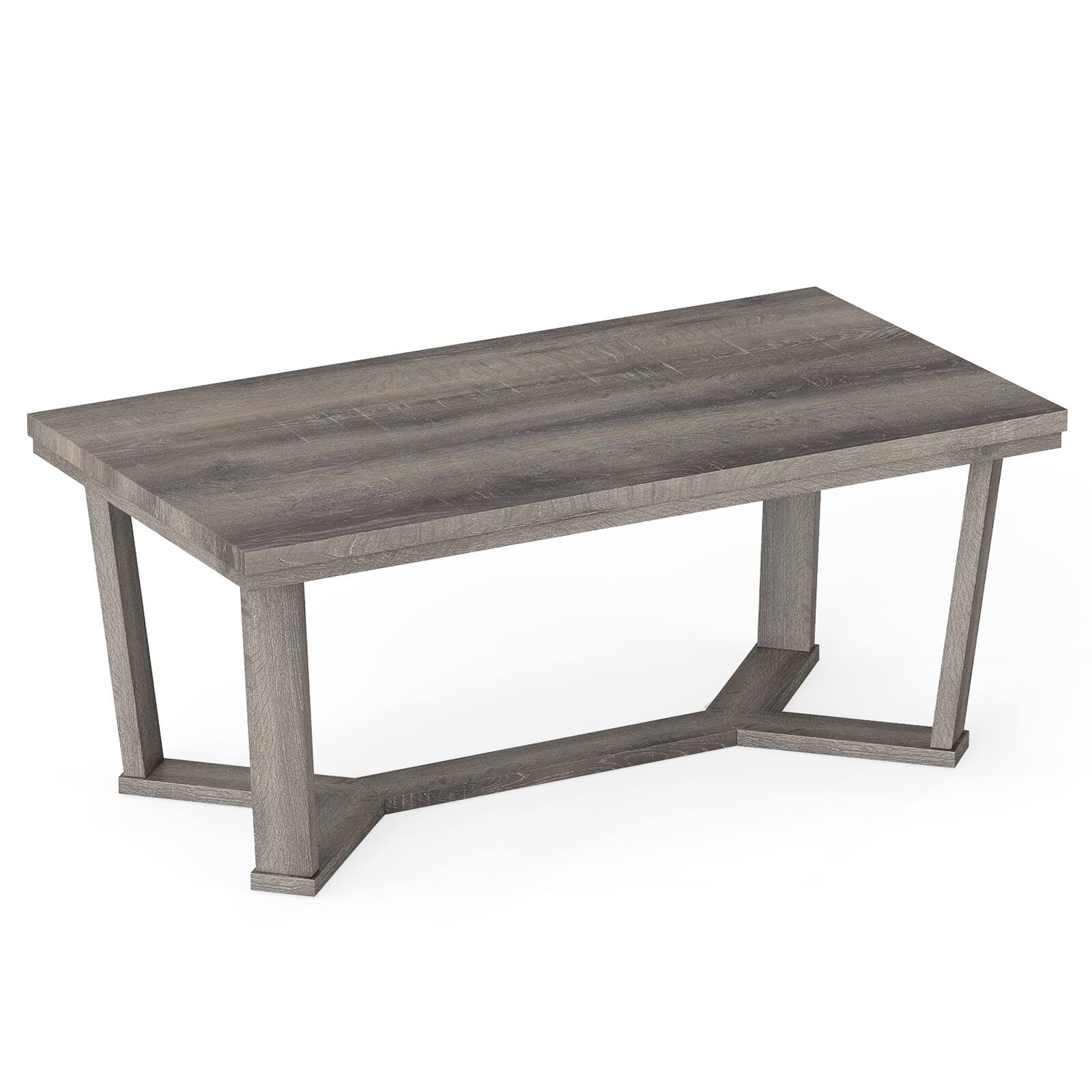 Alt View 9. Gymax - Gymax Coffee Table Solid Rubber Wood Center Table w/ Cross-Shaped Base Accent Table - Gray.