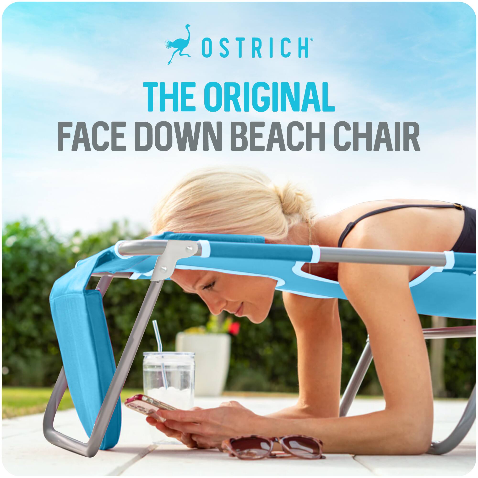 OSTRICH  
THE ORIGINAL  
FACE DOWN BEACH CHAIR