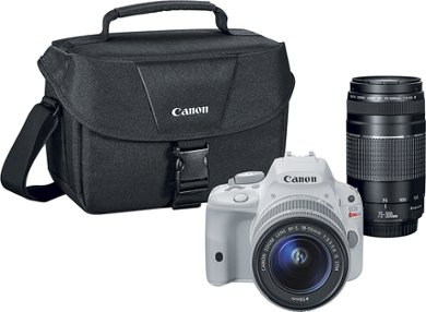 Canon - EOS Rebel SL1 DSLR Camera with 18-55mm STM and 75-300mm III Lenses - White - Larger Front