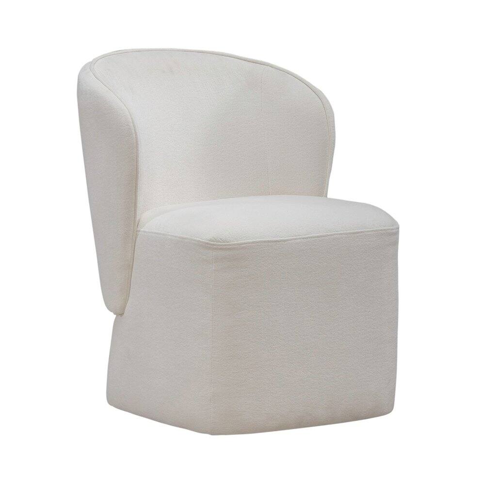 Alt View 2. Liberty Furniture Industries - Accent Dining Chair with Castors - Rounded Arm - Ivory Upholstry - White.
