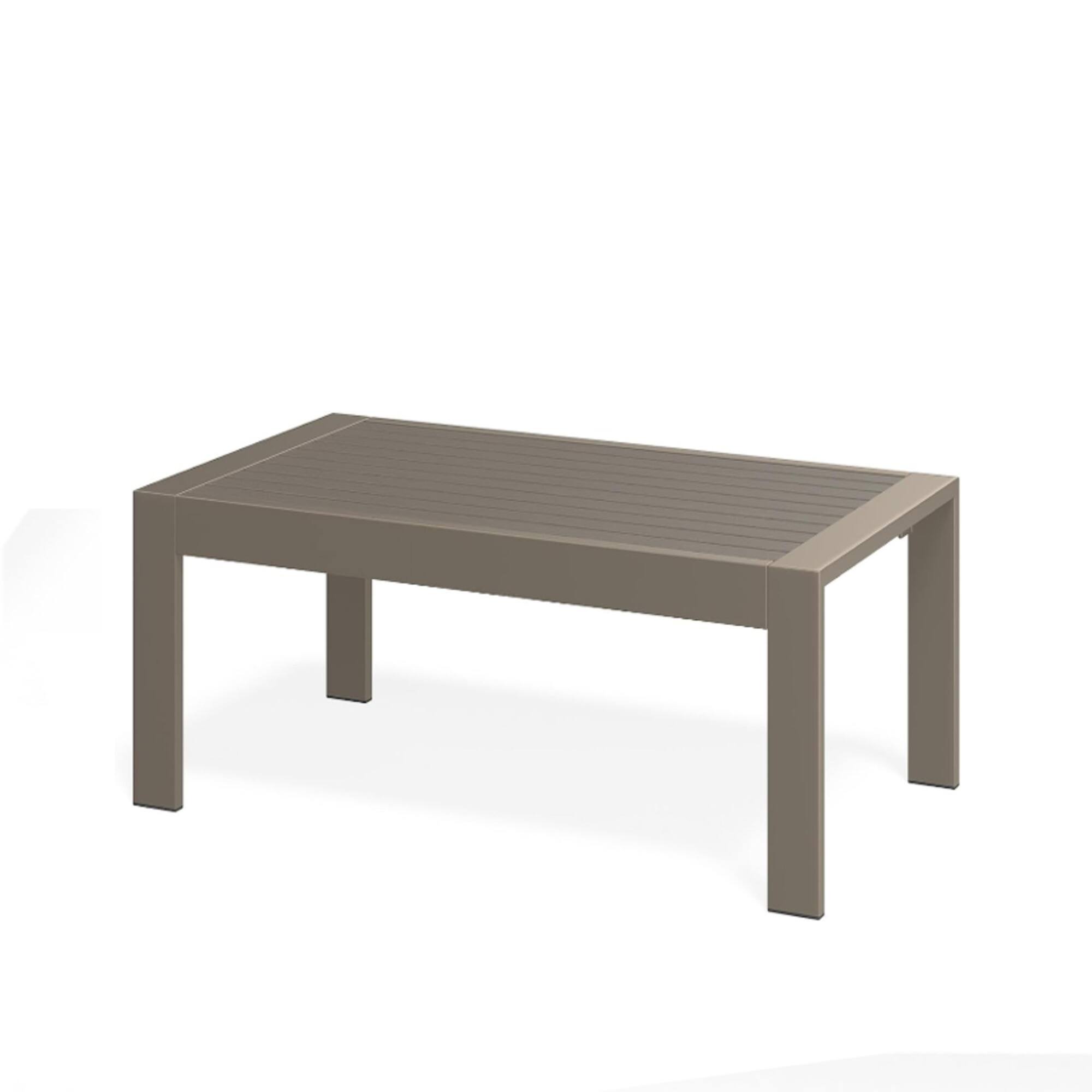 Alt View 4. Mondawe - 43" x 24" Metal Outdoor Coffee Table with Wood-Look Top - Khaki.