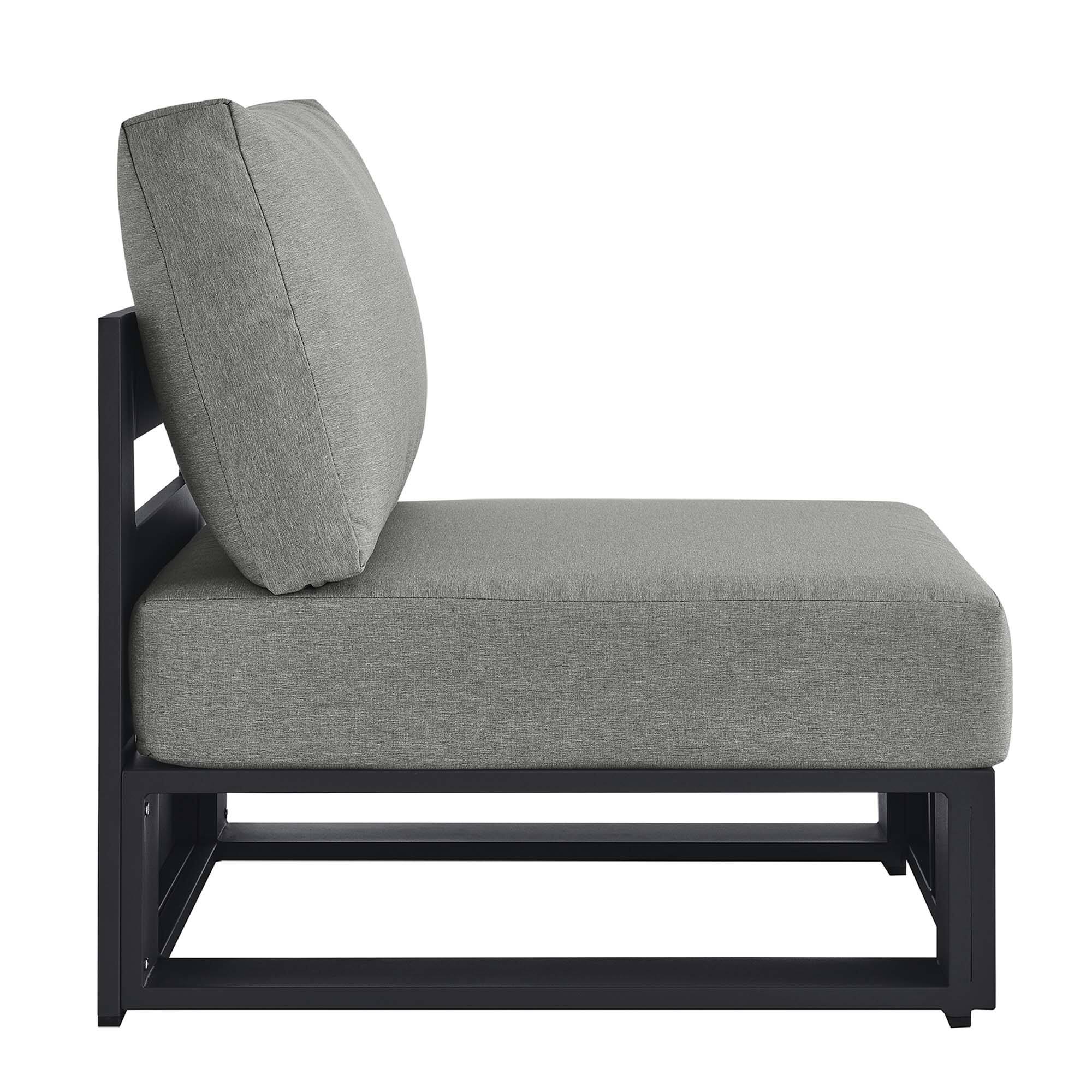 Alt View 2. Modway - Tahoe Outdoor Patio Powder-Coated Aluminum Modular Armless Chair by Modway - Gray Gray.