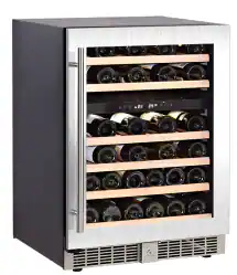 Electactic - 46 Bottle Dual Zone Wine Cooler, 24 Inch, 41-54℉/54-68℉, Built-in - Steel