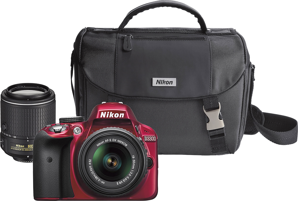 Nikon D3300 DSLR Camera with 18-55mm VR and VR II Lenses Red 13492 - Best Buy