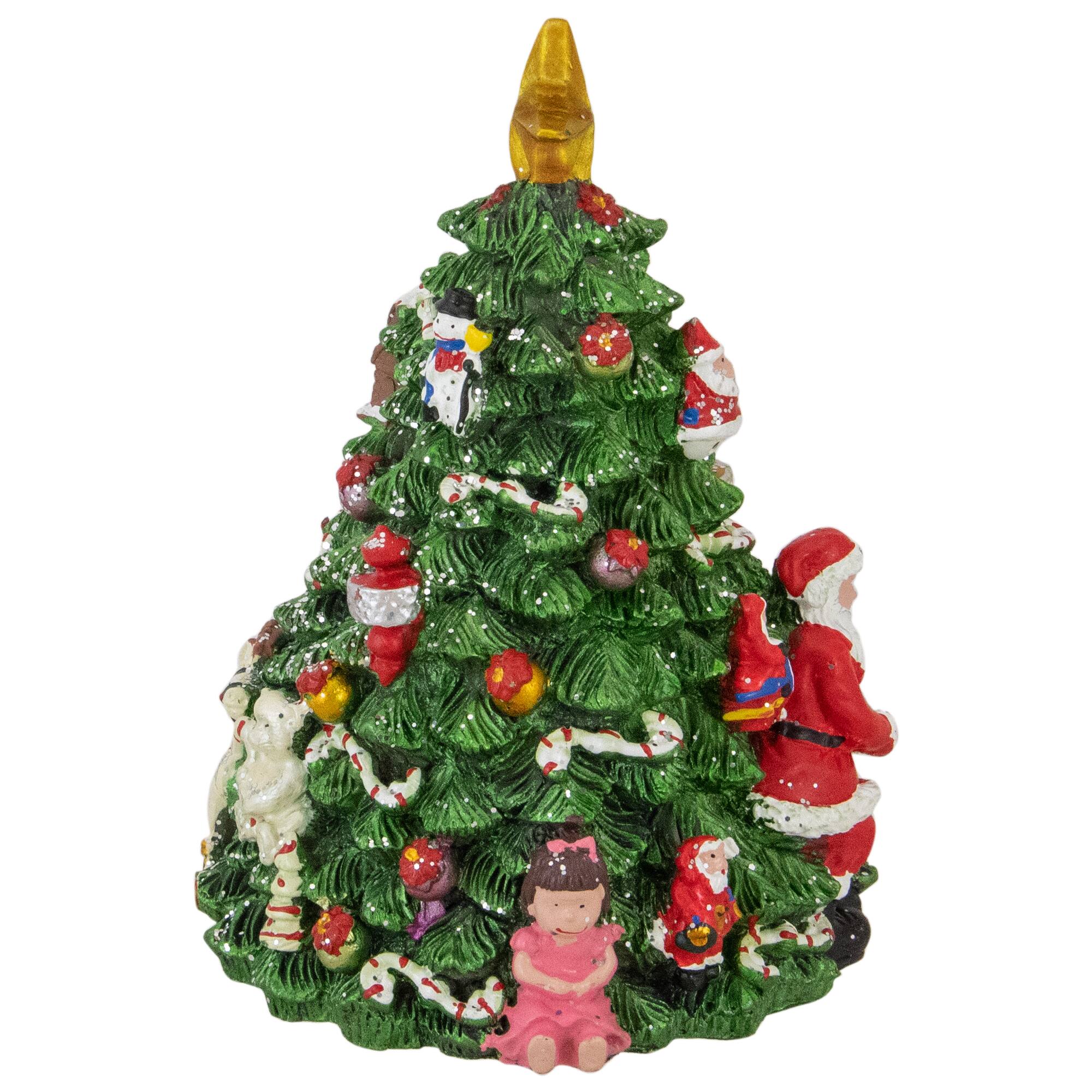 Alt View 4. Northlight - Rotating Christmas Tree Music Box with Santa - 5.5" - Green.