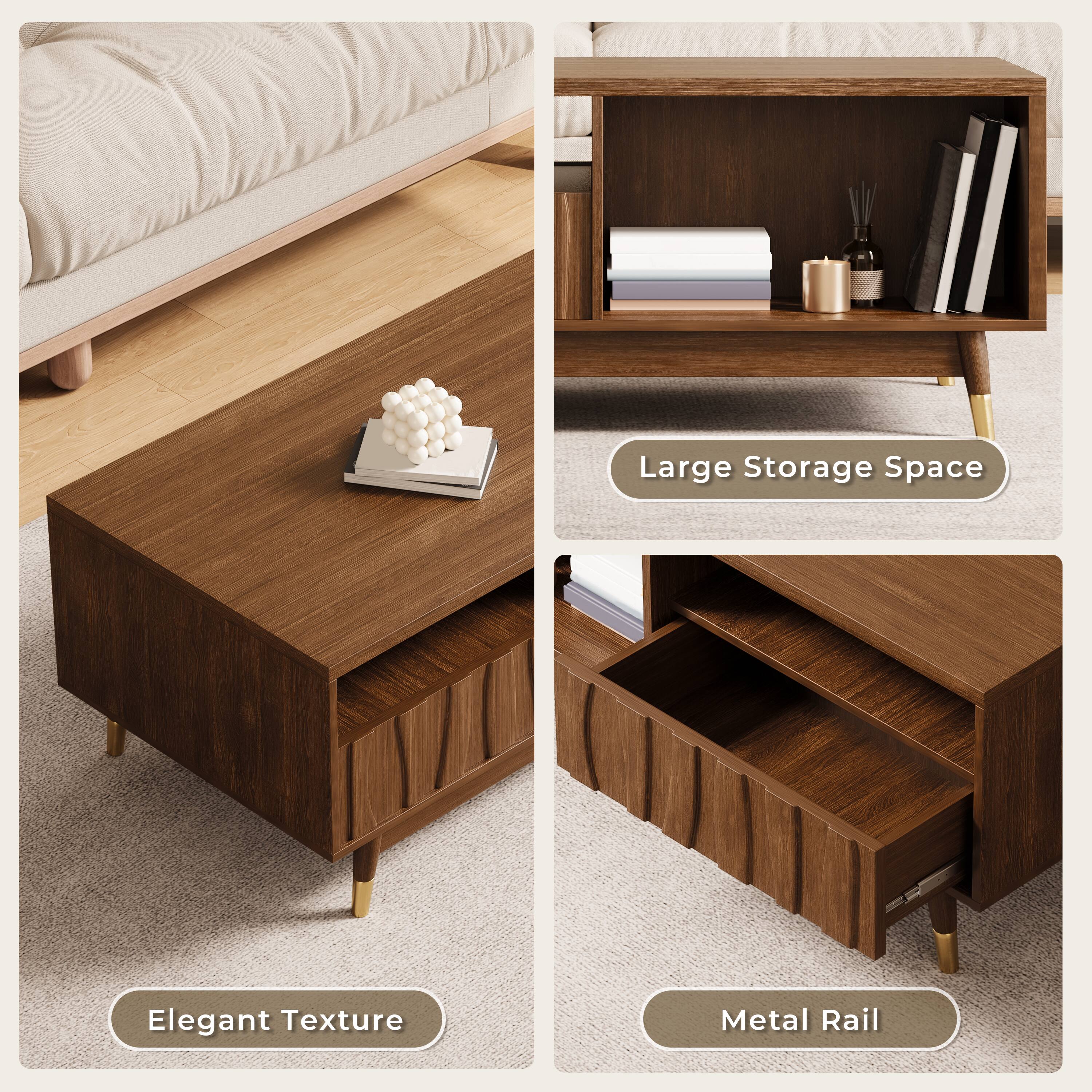 - Large Storage Space
- Elegant Texture
- Metal Rail