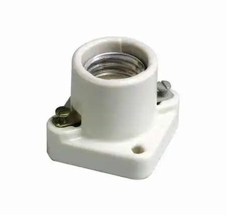 Front. Leviton - Medium Base One-Piece Keyless Unglazed Porcelain Lampholder with Pony Cleat, Single-Circuit, Open Terminal, Model 19062 - White.