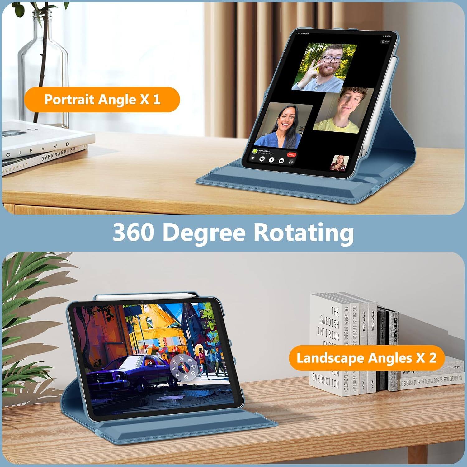 Portrait Angle X 1  
360 Degree Rotating  
Landscape Angles X 2