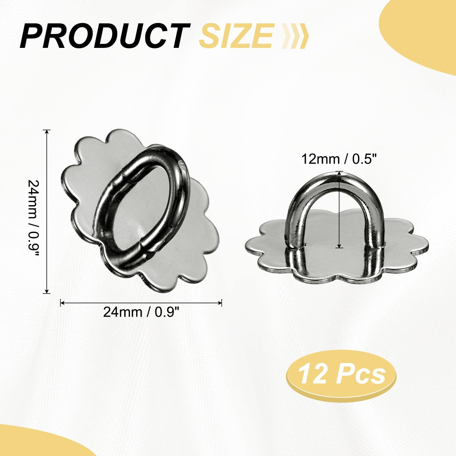 PRODUCT SIZE

24mm / 0.9"  
12mm / 0.5"  

12 Pcs