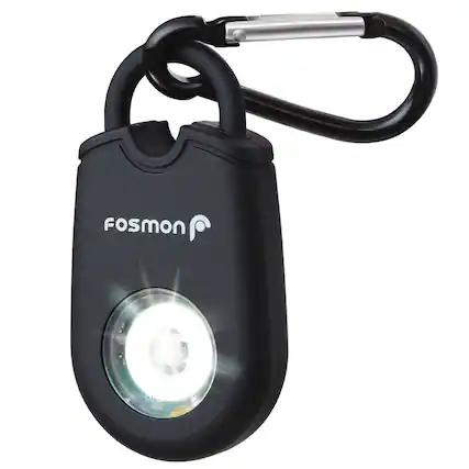 Front. Fosmon - Personal Alarm for Women, Self Defense Protection Keychain Safety Sound Siren 125DB with Strobe Light LED Flashlight - Black.