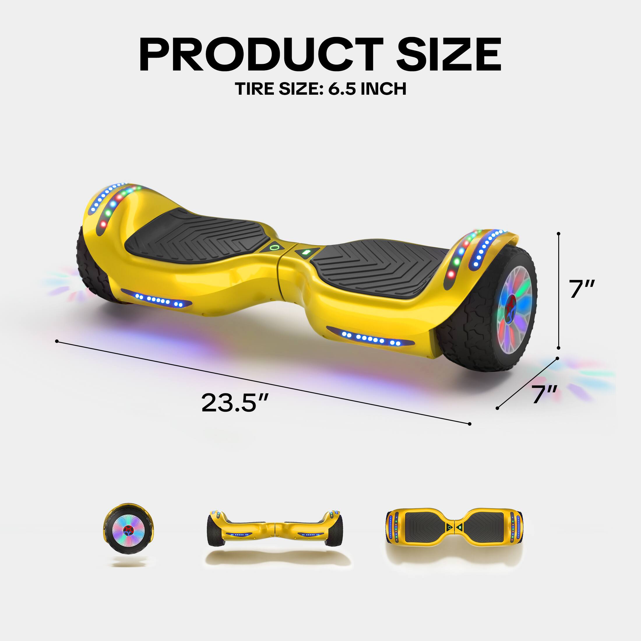PRODUCT SIZE  
TIRE SIZE: 6.5 INCH  
7"  
23.5"  
7"