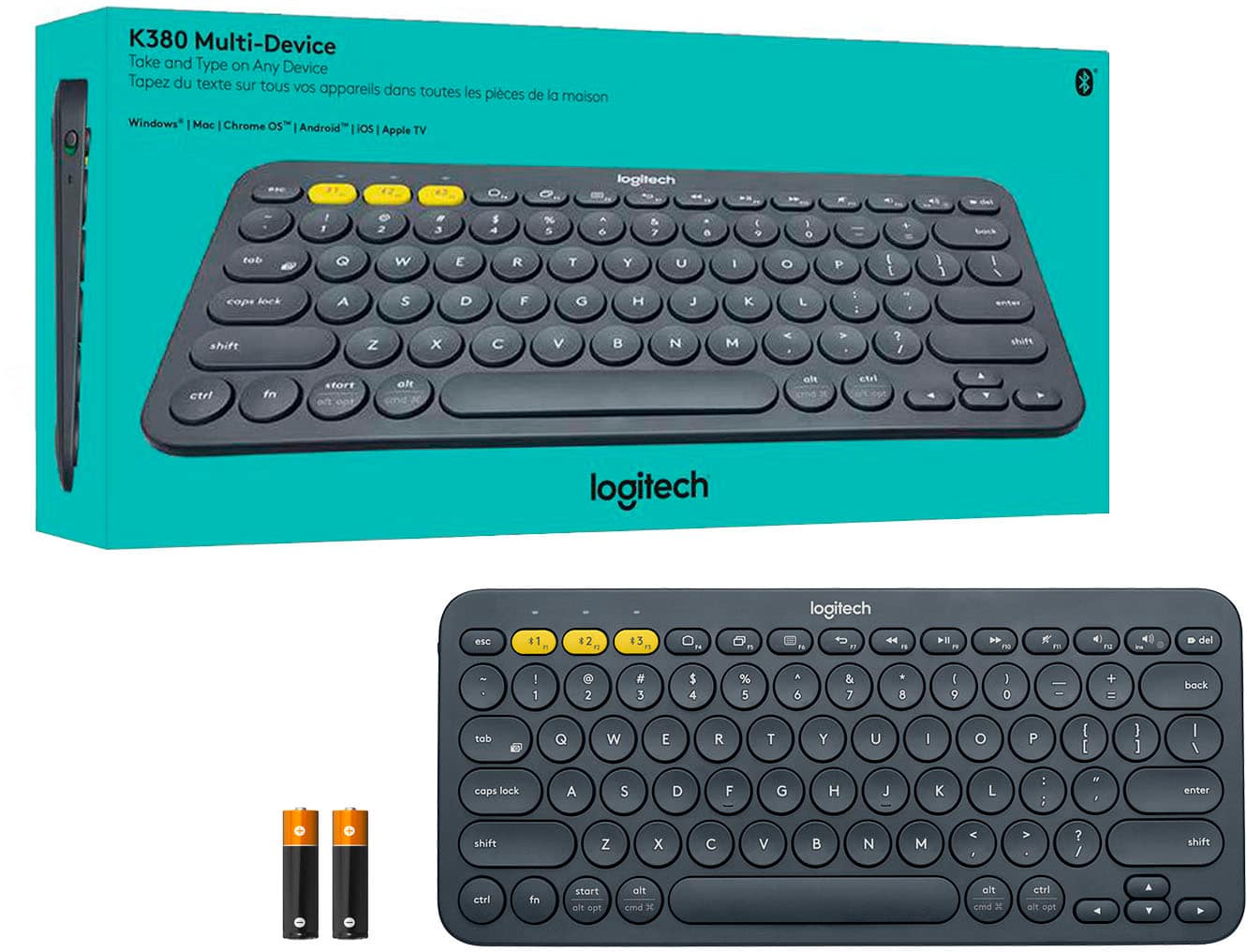 K380 Multi-Device Keyboard: Take and Type on Any Device
This keyboard is designed to work with various devices, including Windows, Mac, Chrome OS, Android, and iOS. It is compatible with Apple TV, and it can be used in different rooms within a house. The keyboard is made by Logitech, a well-known brand in the technology industry.
The keyboard features a compact design, making it easy to transport and use in various settings. It has a sleek and modern appearance, with a gray color scheme. The keys are arranged in a standard layout, with the usual QWERTY layout and additional function keys. The keyboard also includes a USB cable for connecting to a computer or other compatible device.
Overall, the K380 Multi-Device Keyboard is a versatile and convenient option for users who need a keyboard that works with multiple devices and operating systems.