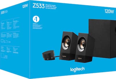 Logitech Z533 Multimedia Speakers (3 Piece) for PC Black 980 Logitech Z533 Multimedia Speakers (3 Piece) for PC Black 980