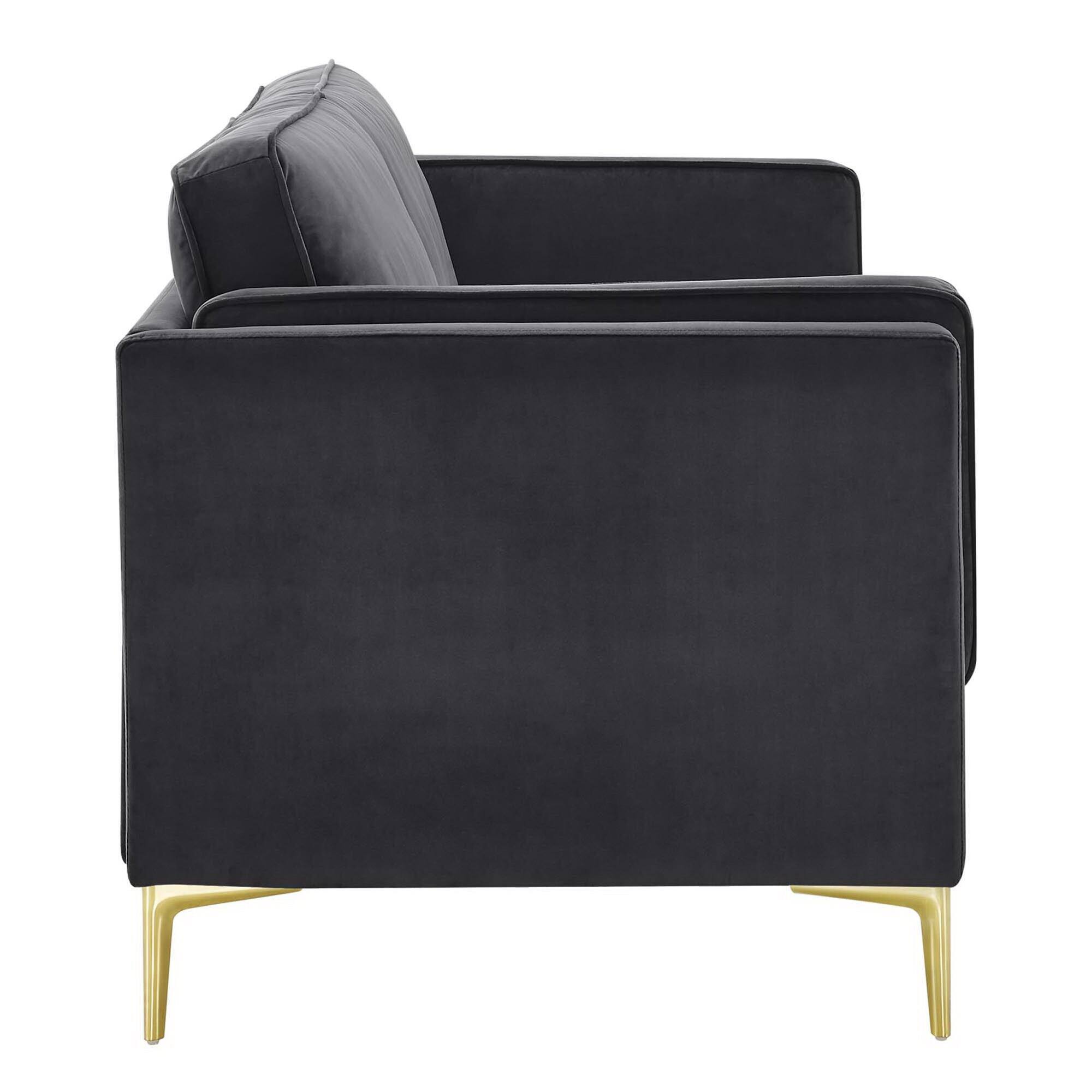 Alt View 2. Modway - Kaiya Performance Velvet Sofa by Modway - Charcoal.