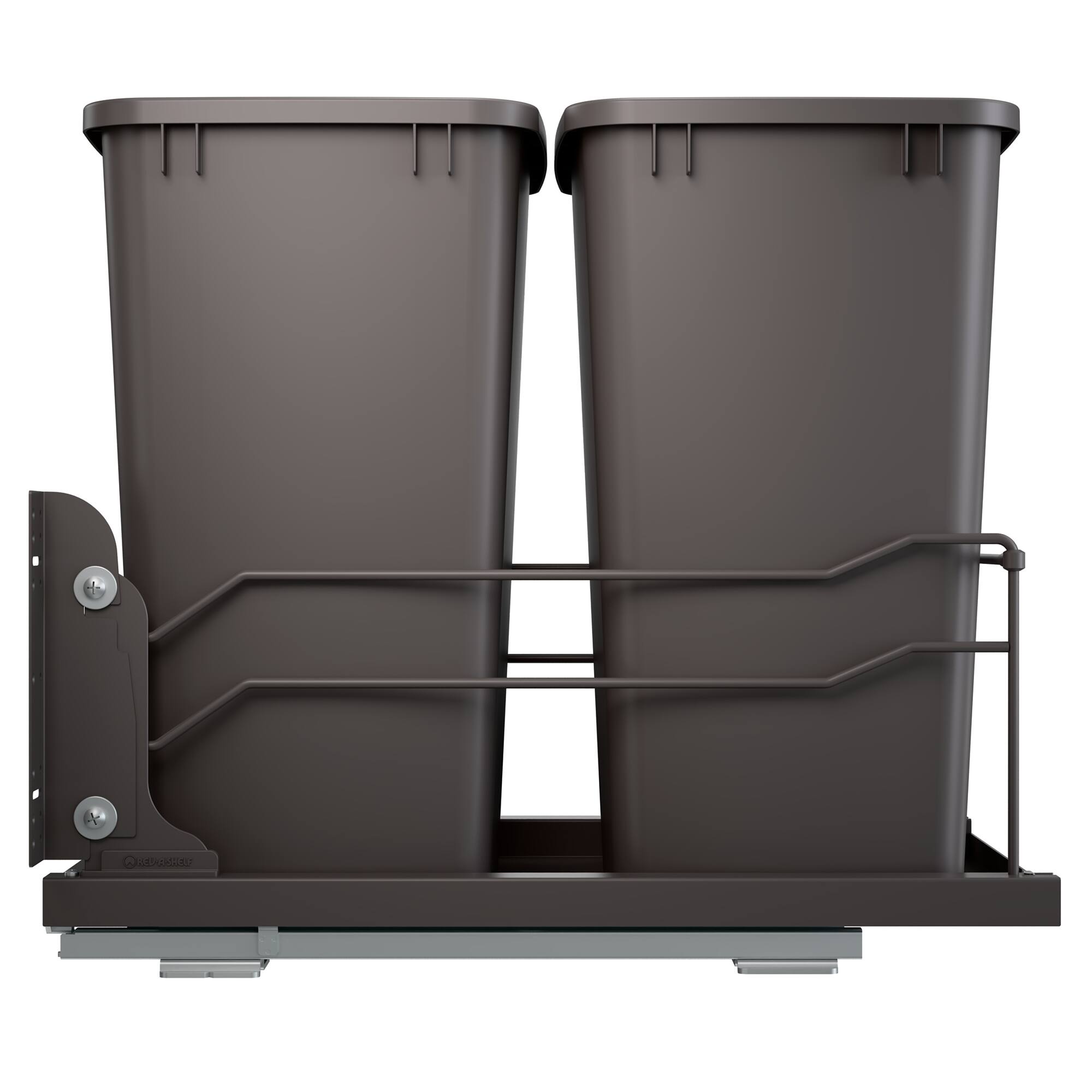 Alt View 4. Rev-A-Shelf - Rev-A-Shelf Double Pullout Trash Cans 35 qt. with Soft-close, 53WC-1835SCDM-213 - Orion Gray.