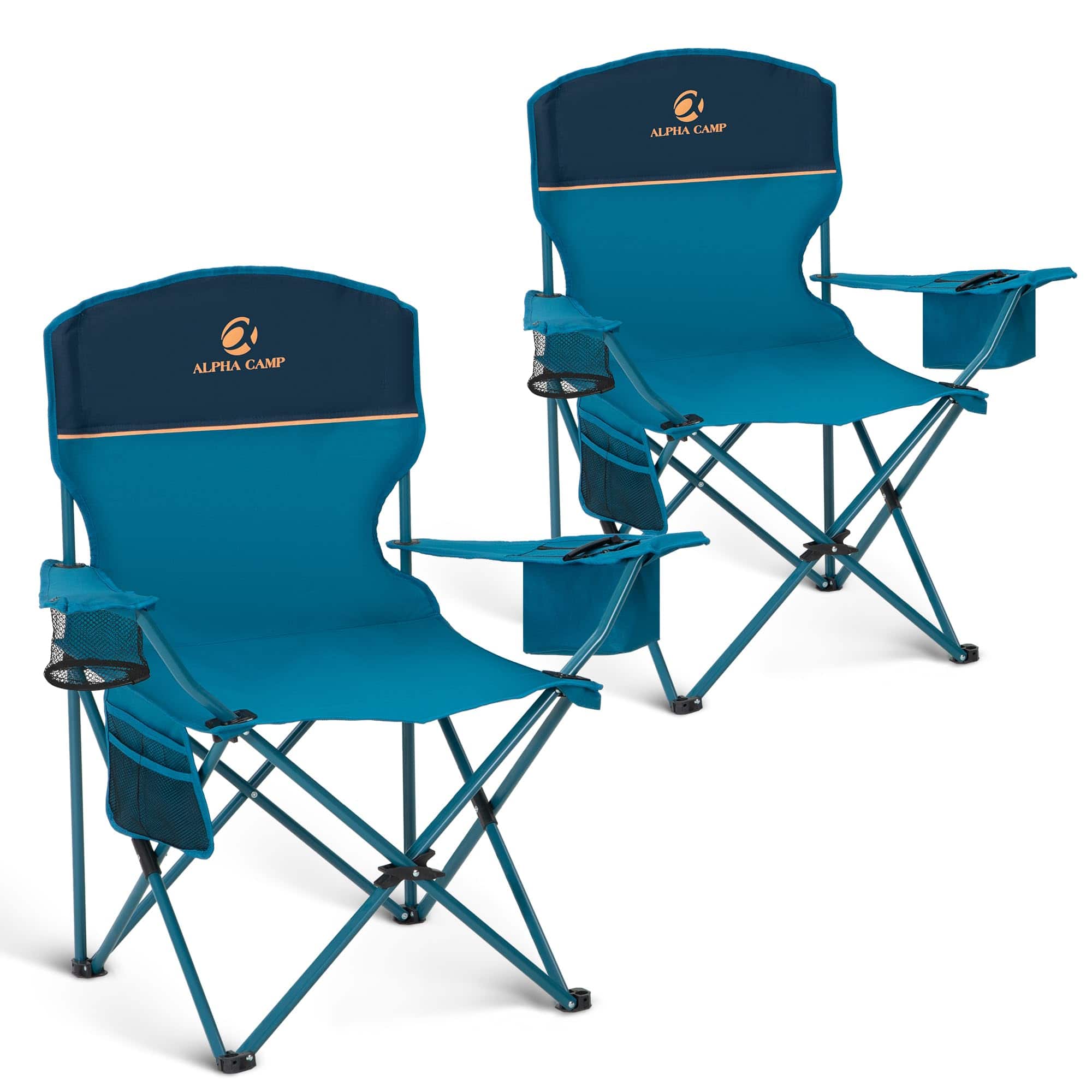 JETRANSPORT - 2 Pack Portable Camping Chair For Adults Folding Outdoor Camp Lightweight Lawn Chairs Collapsible - Blue