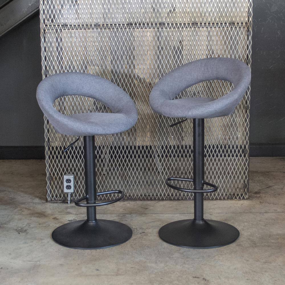 Angle. AmeriHome - Classic Fabric Bar Stool Set - 2 Piece - Gray.