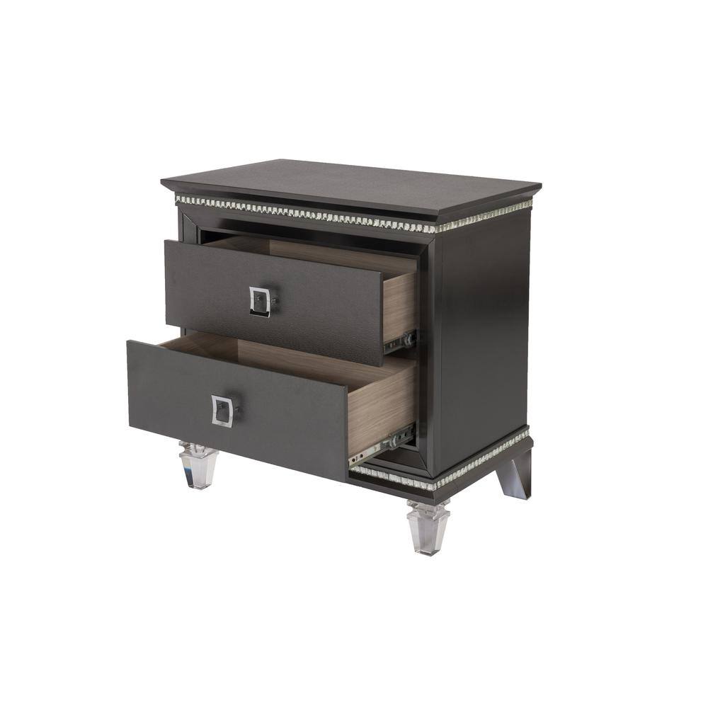 Alt View 1. Best Quality Furniture - Nightstand with 2 Drawers and Acrylic Legs - Gray.