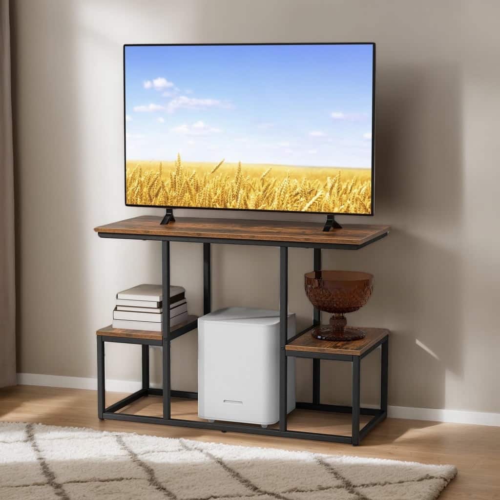 Kadyn - Rustic TV Console Table for 50 Inches TVs-Rustic Mid Century Modern TV Stand for Living Room Bedroom - Brown