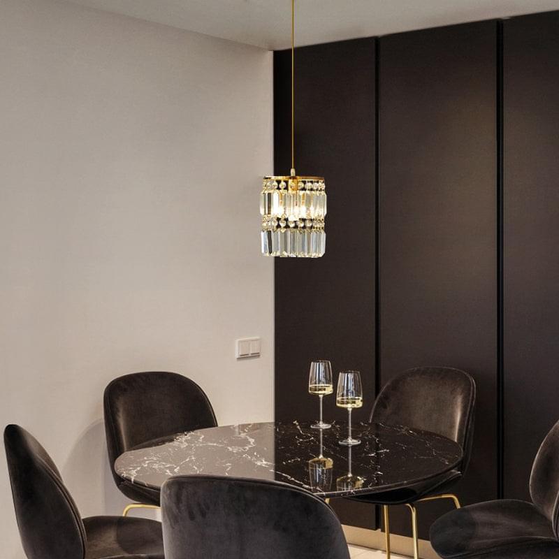 Angle. Siljoy - 1- Light Gold Crystal Linear Pendant Light - Gold.