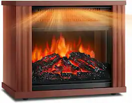 Airo Comfort - Portable Electric Fireplace Space Heater for Indoor – 1500W with 3D Realistic Dancing Flame Effect - Brown