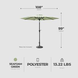 Four Seasons Courtyard - 9' Round Polyester Patio Market Umbrella - Seafoam Green