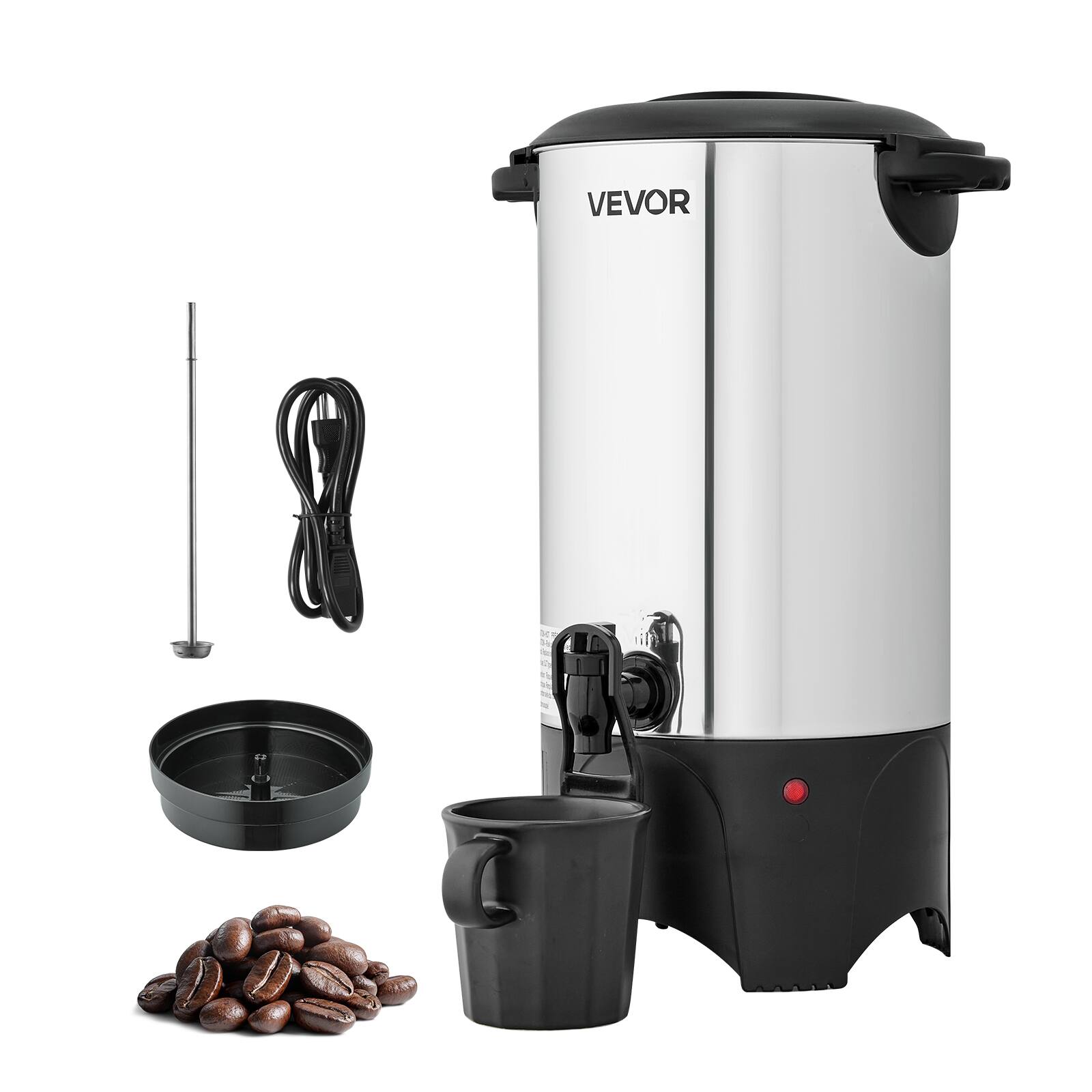 Front. VEVOR - Commercial Coffee Urn, 40 Cup 6 L Hot Beverage Dispenser with Dripless Faucet, Quick-Brewing Commercial Coffee Maker - Natural Stainless Steel.