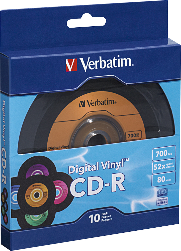 Tangle hale Fakultet Verbatim Digital Vinyl 52x CD-R Discs (10-Pack) Black/Orange 97935 - Best  Buy