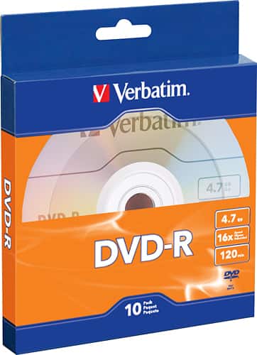 Verbatim - 16x DVD-R Discs (10-Pack) - Silver - Larger Front